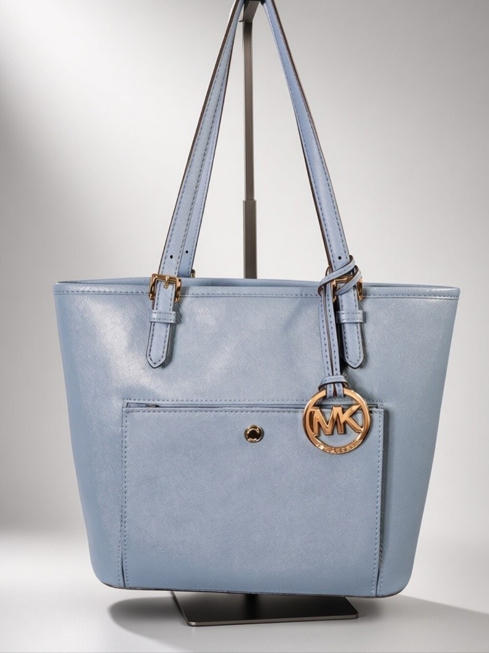 Michael Kors Jet Set Medium Pocket Tote – Light Sky Blue (Like New!)